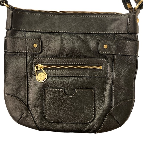 Isaac Mizrahi Unisex Cross-Body Bag Leather Black - Picture 7 of 7